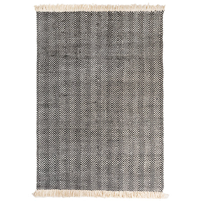 HANDWOVEN FLATWEAVE WOOL RUG - MUNICH IN BLACK