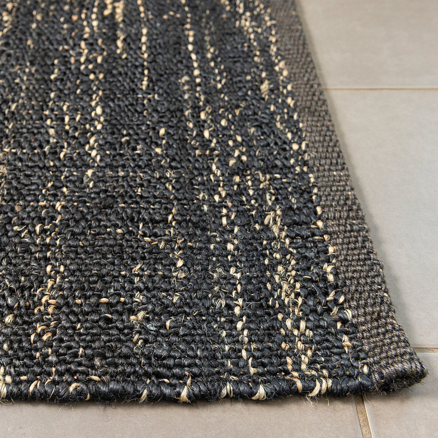 HAND MADE FLAT WOVEN JUTE RUG - SPACE DYE CHARCOAL